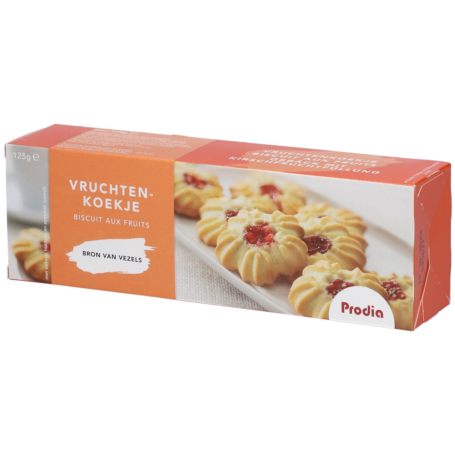 Prodia Vruchtenkoekje + Zoetstof 125 g Futter