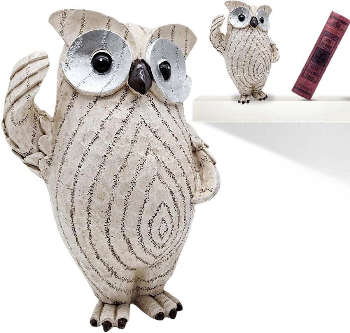Handgemaakt uil sculptuur decoratie beeldje Hoogte: 19.5 cm