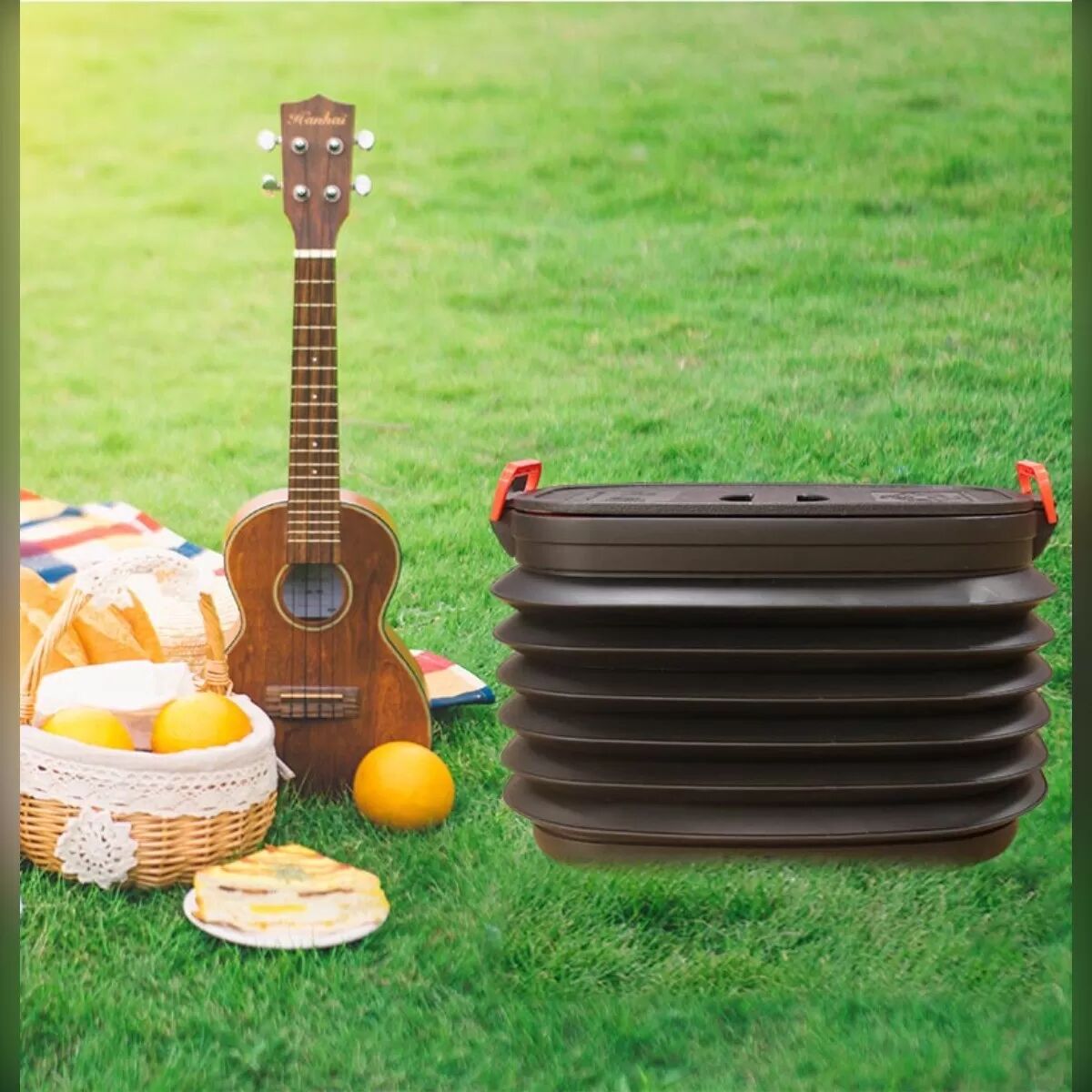 INF Seau de rangement pliable 37L pour voiture – Organisateur de coffre portable, bac utilitaire en PP pour camping, pêche et