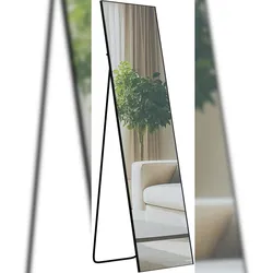 Décoshop26 - Ganzkörperspiegel freistehend und zur Wandmontage geeignet mit mattschwarzem Metallrahmen schlankes Design 140 x 40 10_0008383