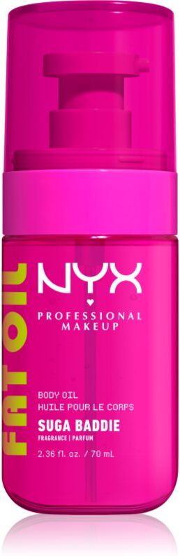 NYX Professional Makeup Fat Oil Body huile pour le corps nourrissante qui procure hydratation et brillance avec parfums Suga Baddie 70 ml