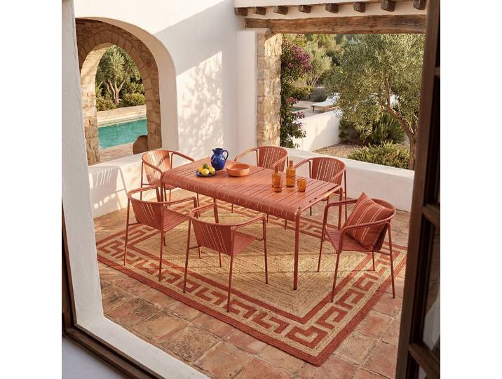HABITAT - Table à manger de jardin en acier - 180 x 100 cm - Terracotta - Azur