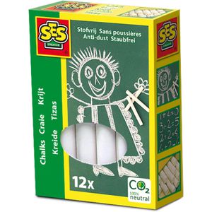 SES Kreide 12 Stück, Tafelkreide, rund, weiß
