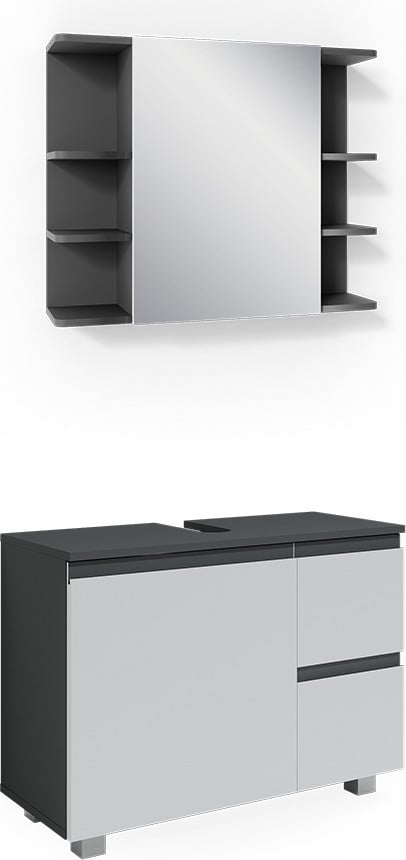 Vicco Badkamermeubel set J-Shape Antraciet 2-delig, Model 40129