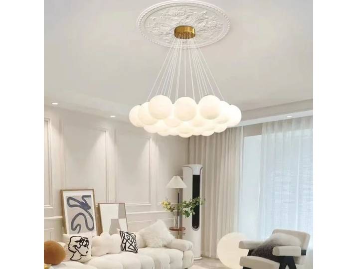 Lustres LED modernes boule de verre blanc lait lampes suspendues salon cuisine Restaurant hôtel Lustre E27 éclairage à la maison décor