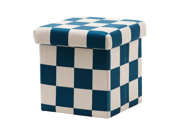 Kid s Concept Pouf avec rangement à carreaux Bleu-vert, 30x30 cm'