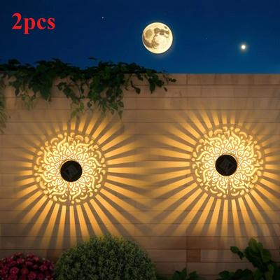 Inspired Finds Solar Scene Metal Wall Lamp IP65 Outdoor Fence & Yard Lighting 2pcs 1w