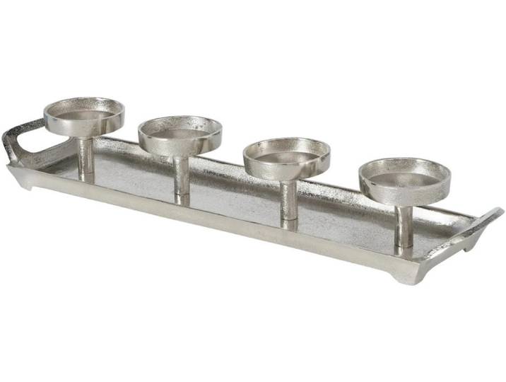 Kerzenhalter BOLTZE Aigna , silber (silberfarben), B:12cm T:50cm, Metall, Kerzenhalter, Kerzenhalter