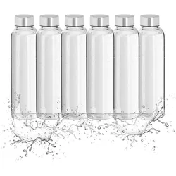 Relaxdays Trinkflasche Glas 500 ml 6er Set Schwarz,Silber,Transparent