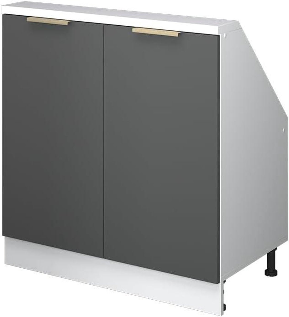 Antraciet Goud Keukenkast voor Schuine Wand - Hoekopbergkast - Breedte: 80 cm