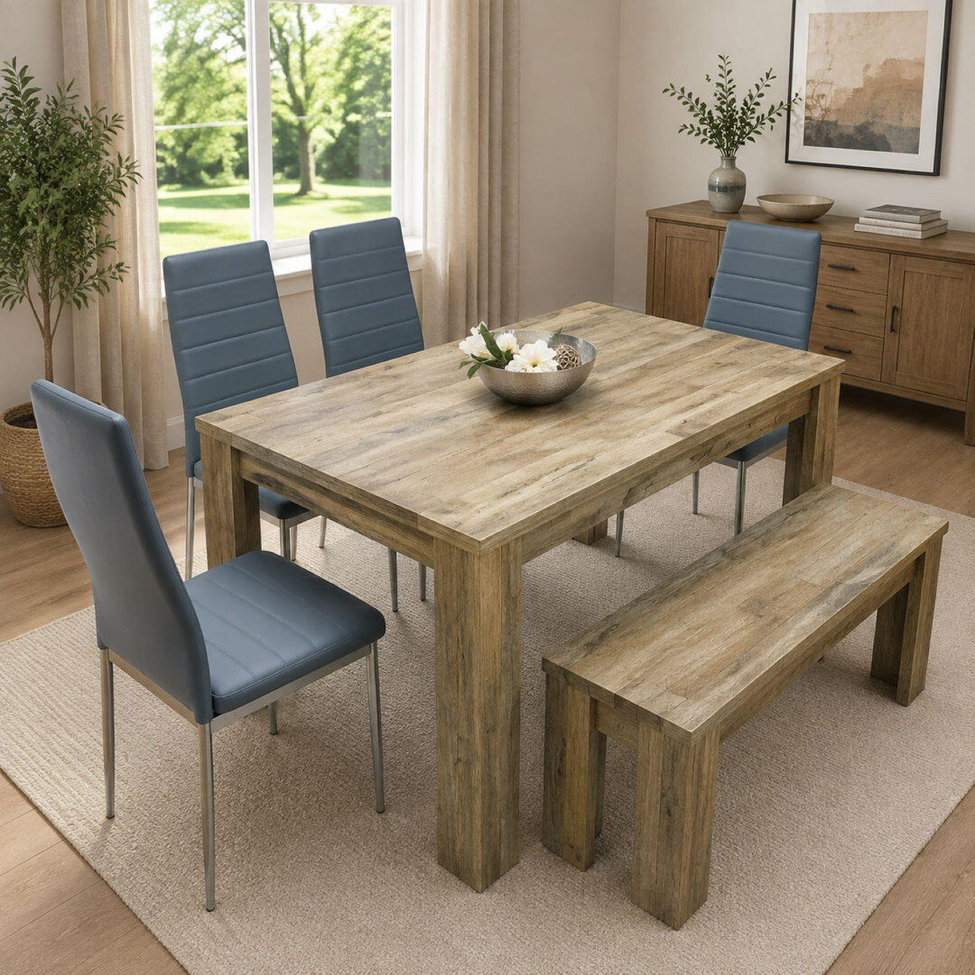 17 Stories Riott 6 -Person Dining Set Grey 6