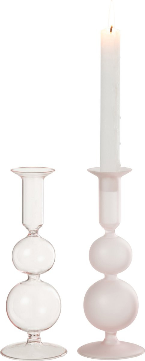 J-Line Kaarshouder Ballen Glas Transparant/Lichtroze - 2 stuks