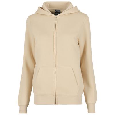 Sweatjacke URBAN CLASSICS "Urban Classics Ladies Basic Essential Zip Hoody", Damen, Gr. XXL, beige (sand), 50% Baumwolle, 50% Polyester, unifarben, Rundhals, Sweatjacken Sweatjacke