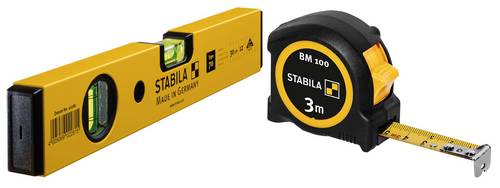 Stabila Wasserwaage Type 70 + Taschenbandmaß BM 100 4064161237060 Leichtmetall-Wasserwaage 30cm