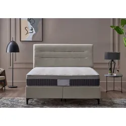 Arga Home Boxspringbett "A-CLOUD" mit Stauraum – Bett mit Bettkasten & Pocket-Federkern Matratze -  Cream