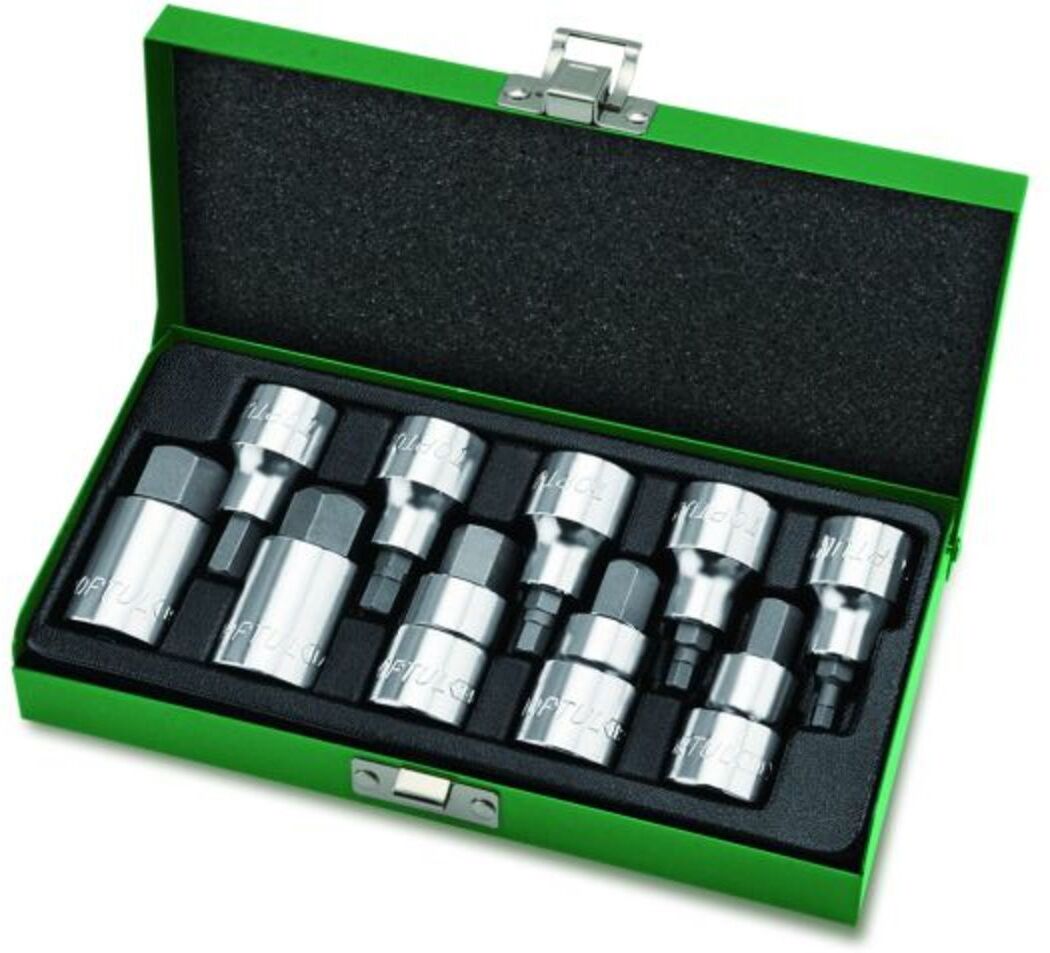6-Kant-Stecknusssatz TOPTUL 1/2 zoll 10 Stk 4, 5, 6, 7, 8, 10, 12, 14, 17, 19 mm