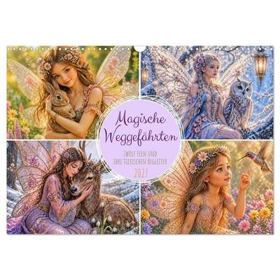 Magische Weggefährten - Zwölf Feen und ihre tierischen Begleiter (Wandkalender 2027 DIN A3 quer), CALVENDO Monatskalender