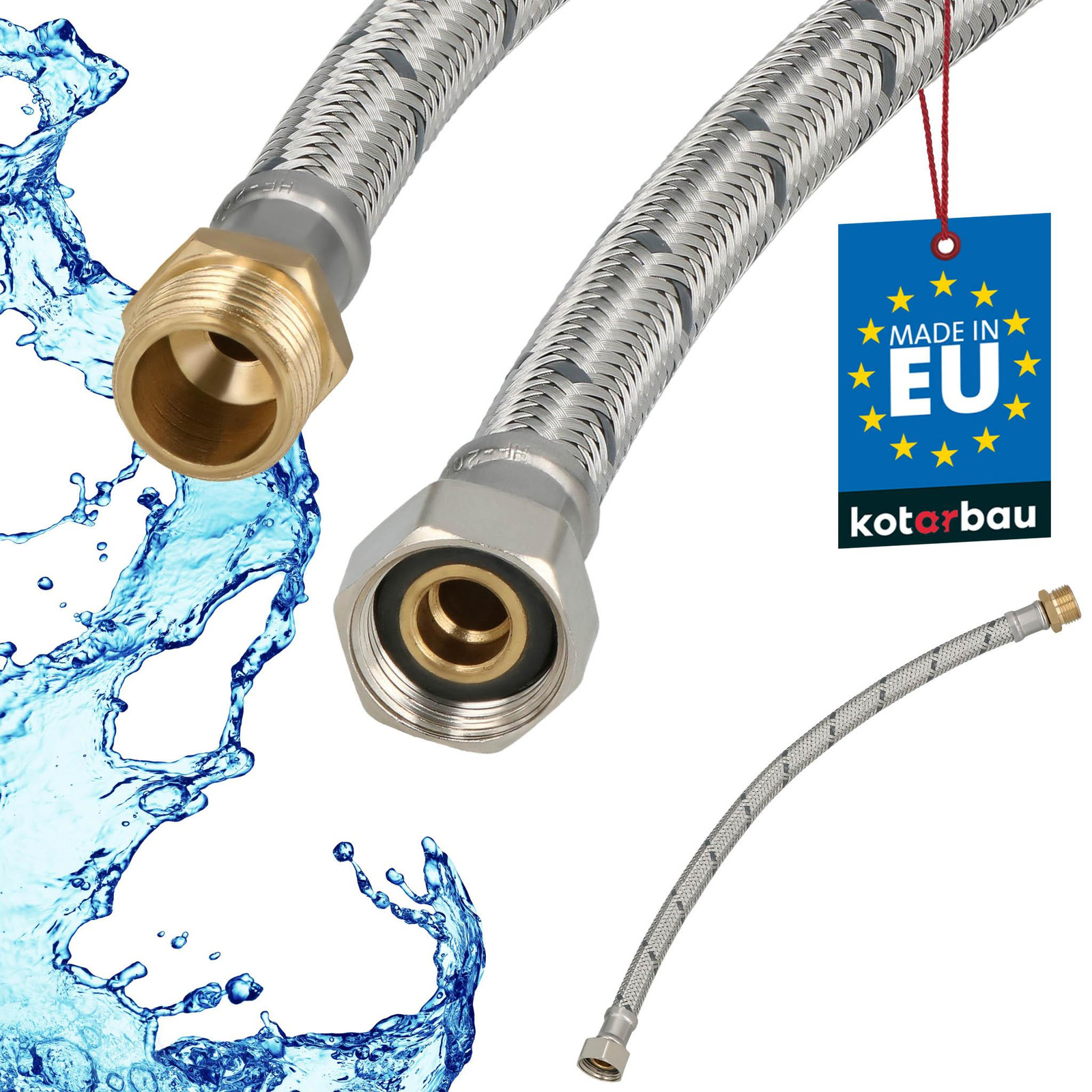 KOTARBAU Flexibele Sanitaire Aansluitslang 3/8"x3/8" Buitendraad x Binnendraad Roestvrijstaal 40 cm