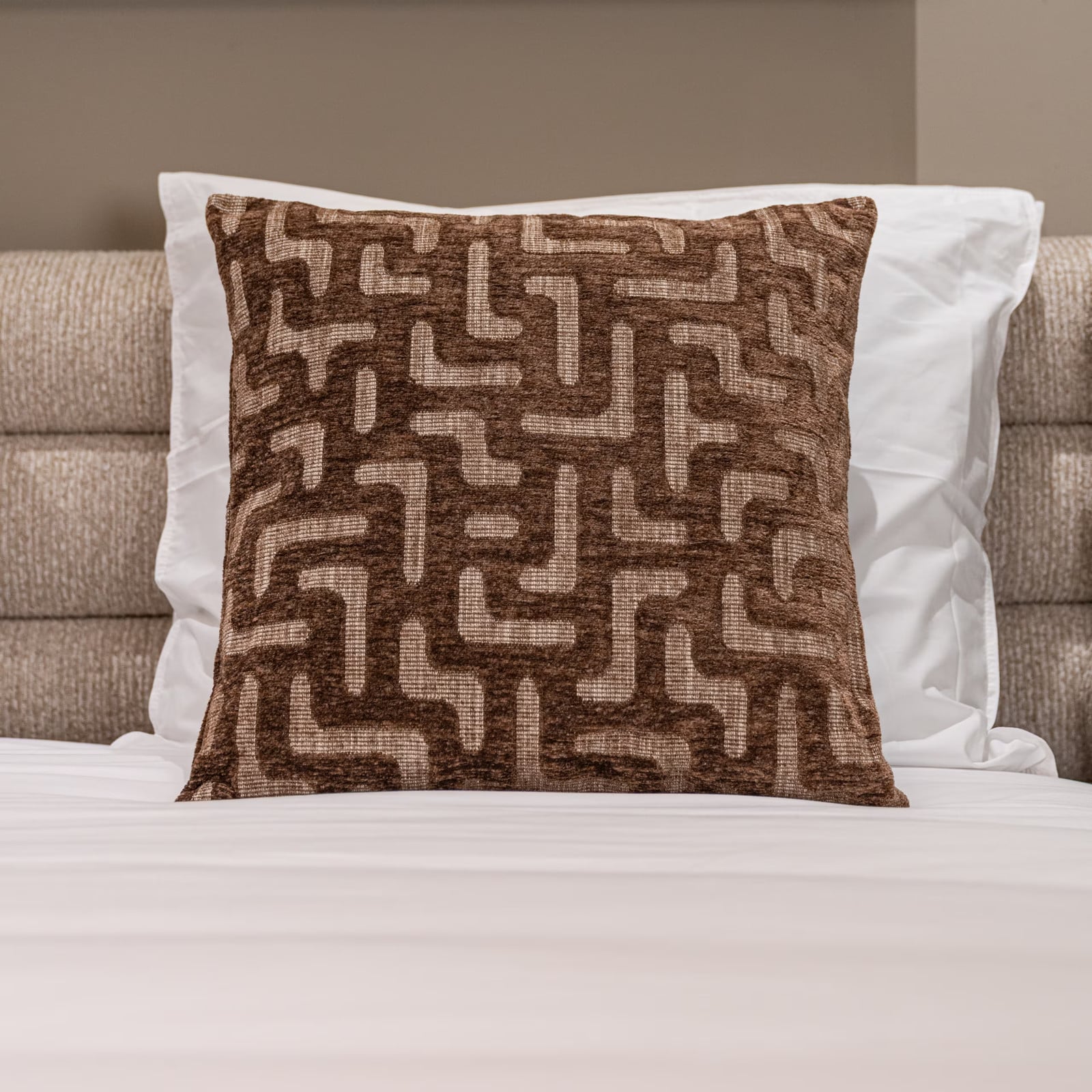 Richmond Interiors Kussen Ivy Labyrinth, 50 x 50 cm, Bruin