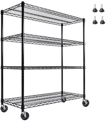 Kodotan sofa "55.5""W x 24""D x 80""H Heavy Duty Wire Storage Shelves with Wheels,4 Tier Adjustable,2400 lbs Capacity,Rolling Industrial Storage"