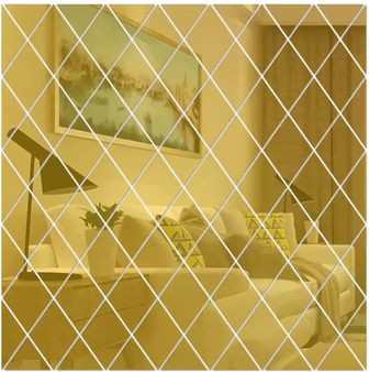 Inspire Curations 3D Rhombus Triangle Acrylic Mirror Wall Stickers DIY Geometric Decor gold 100x100cm 58pcs