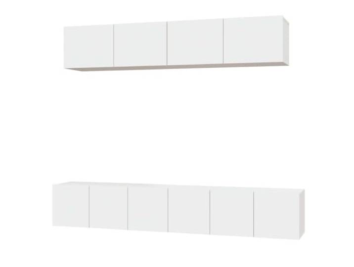 Roanoer 5-TLG TV-Schrank-Set Wandmontage Lowboard Weiß Holzwerkstoff Flexibles 5-teiliges Hängeschrank Ensembles für Wohnzimmer und Schlafzimmer mit geschlossenem Stauraum hinter Türen.