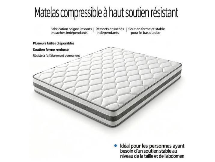 Matelas luxe 160x200 cm ressorts ensachés 26 cm silencieux cadeau Noël confort 5 étoiles