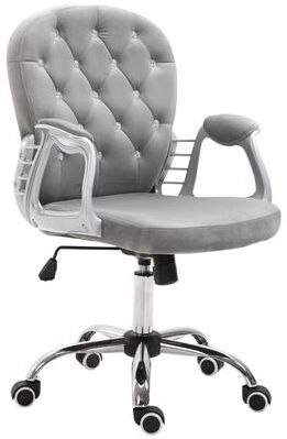 Ostweer Modern Velvet Office Chair Button Tufted Desk Chair with Curved Backrest, 360° Swivel Seat and Wheels, for Home Office