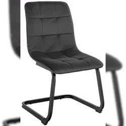 Décoshop26 - Esszimmerstuhl x1 mit schwarzem gestepptem Samtbezug und schwarzem Metallgestell CDS101148 CDS101148