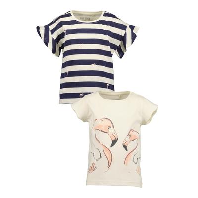 T-Shirt BLUE SEVEN "T-Shirts 2 PACK", Mädchen, Gr. 116, bunt (m001, multipack 1), 100% Baumwolle, normal, Rundhals, Shirts T-Shirt