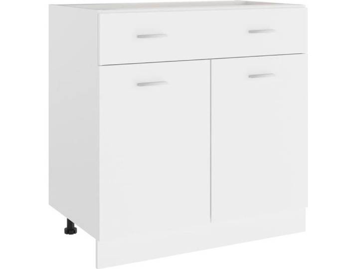 Armoire de cuisine - Aggloméré - Blanc - 80x46x81 5 cm - Tiroir et étagères