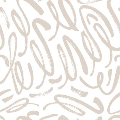 RoomMates Taupe & White Curly Strokes Peel and Stick Wallpaper