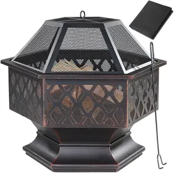 Gardebruk Gardebruk Feuerstelle Feuerkorb sechseckig 70 x 62,5 x 60cm schwarz