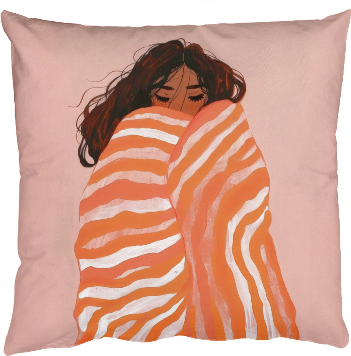 PillowMonkey Sierkussen voor de woonkamer, Gestreept, Oranje, 45 x 45 cm