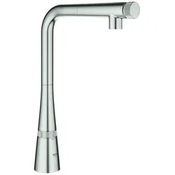 Grohe Zedra SmartControl Spültischbatterie, Ausladung 199mm, herausziehbar, MagneticDocking, schwenkbar, 31593DC2, Farbe: Supersteel