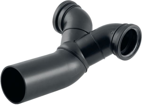 Geberit Pe Doppelanschlussbogen 367485161 DN 100/90/90, 90Grad, PE-HD, horizontale Montage, gekröpft