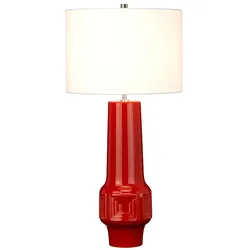 Tischlampe Schreibtischlampe Beistelllampe Keramik Weiß H 75,8 cm Nickel