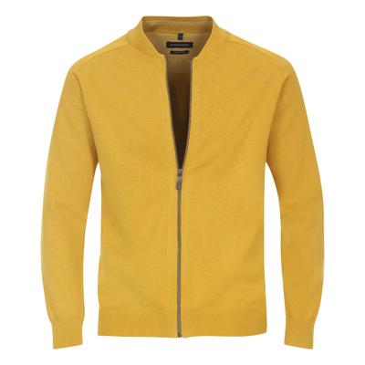 Strickjacke CASAMODA "CASAMODA Strickjacke uni", Herren, Gr. 5XL, gelb, 100% Baumwolle, Strickjacken Strickjacke