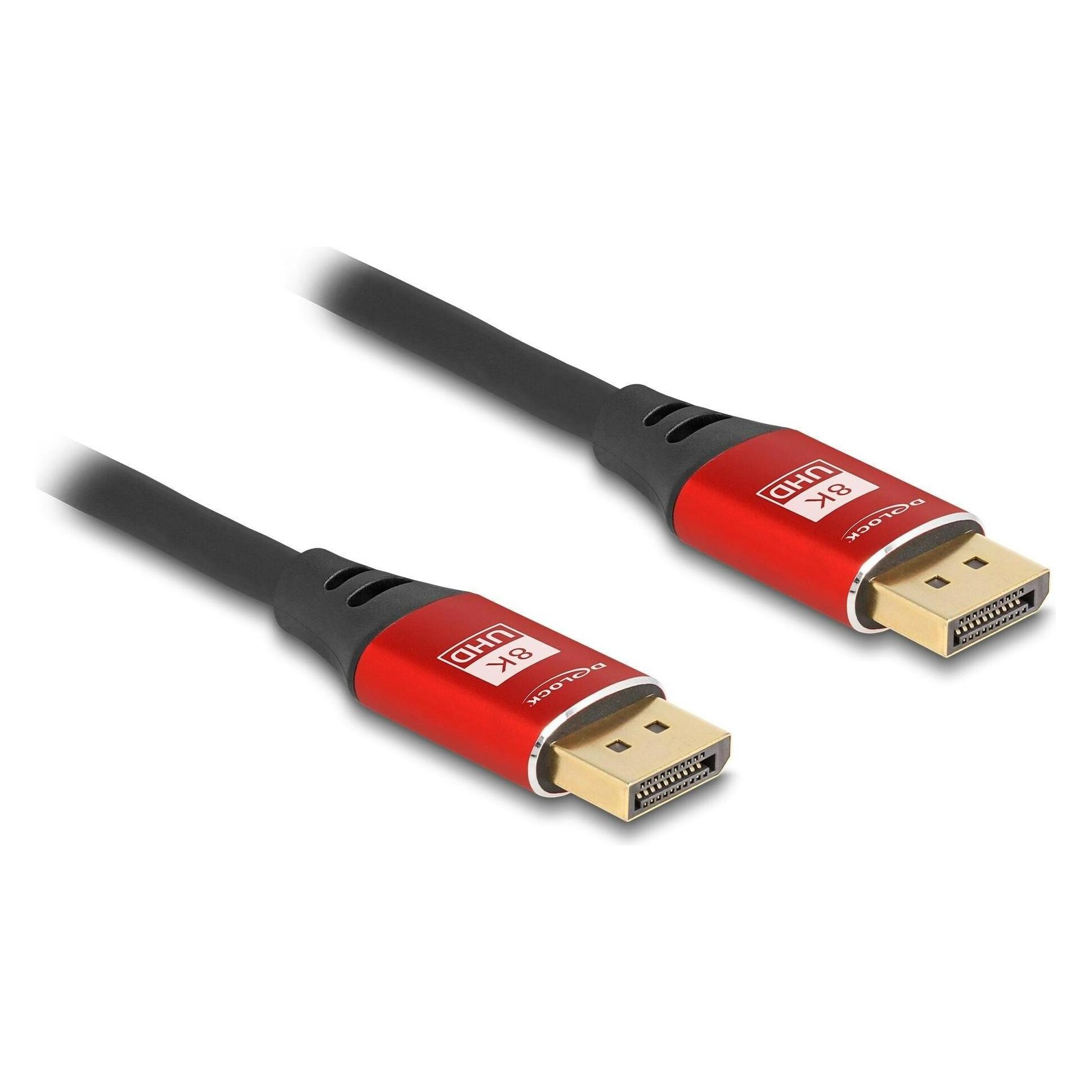 Delock DisplayPort Kabel 8K 60 Hz 1 m rot Metall (1 m) (80604)