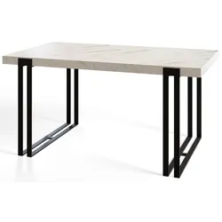 RECHTECKIGER Esszimmertisch ROSA, Größe: 160X90X77 cm, Wohnzimmertisch Farbe: MARMUR, mit Metallbeinen in Farbe Schwarz