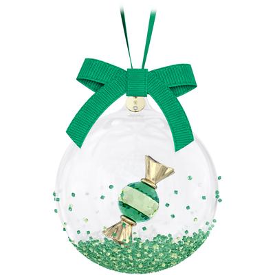 Dekohänger SWAROVSKI "Sammelfigur Holiday Cheers Dulcis Weihnachtskugel", grün (kristallweiß, grün gelb, goldfarben), Dekohänger, B/H/T: 8cm x 10cm x 8cm, Kristallglas, Metall, Polyester, Swarovski Kristall, B:8cm H:10cm T:8cm