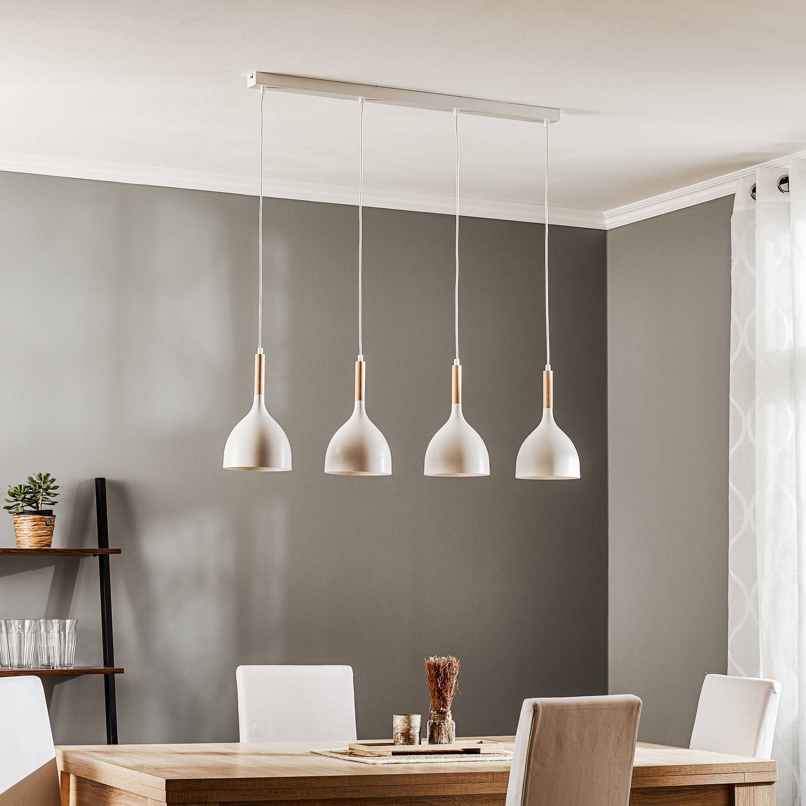 Hängelampe Noak Luminex, dimmbar, weiß / opal, für Wohn- / Esszimmer, Metall, Pendelleuchte