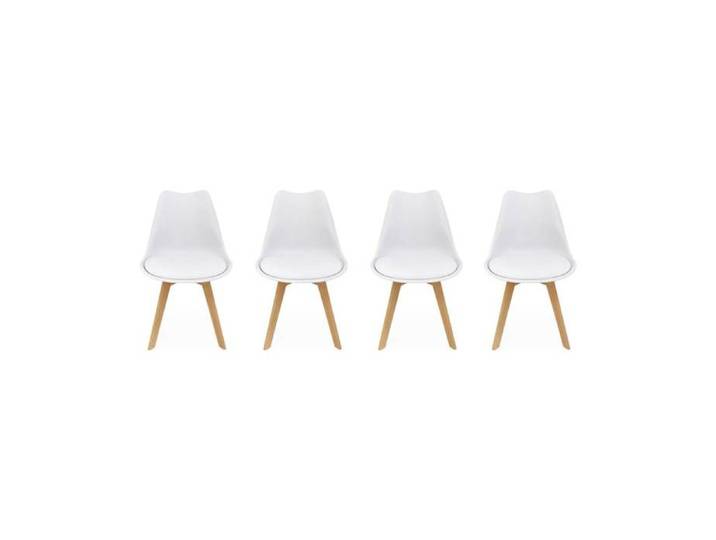 Lot de 4 chaises scandinaves. pieds bois de hêtre. chaises 1 place. blancs