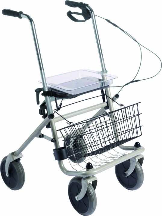 Rollator verl. Schieber. EHB reund Einhandbedienung rechts, Farbe silber