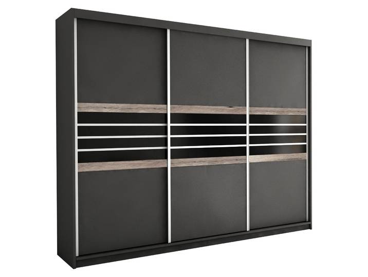 Masseno Schiebetürenschrank RIVEN 250/215/61 cm 3-türig Braun