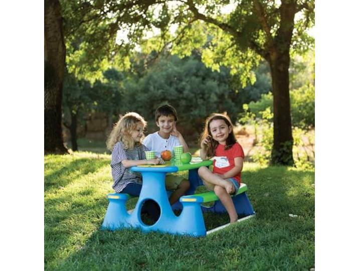 GBCDSWBR Kindersitzgruppe, Picknickbank aus Polypropylen, Blau Witterungsbeständig, Für den Innen- und Außenbereich, Kompakte Bauweise