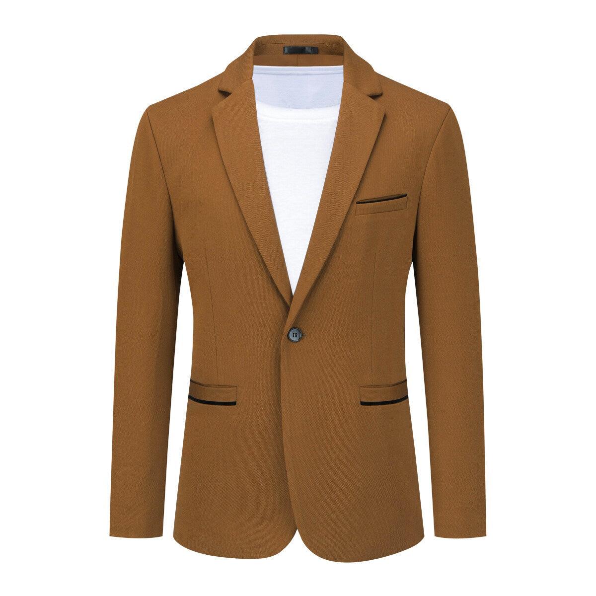 Herren Anzugjacke Slim Fit Mantel Business Alltag Blazer Kaffee