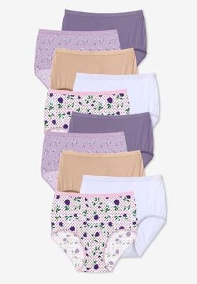 Plus Size Women's Full Coverage Cotton Brief 10-Pack by Comfort Choice in Sunset Floral Pack (Size 16) Underwear