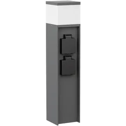 ledscom.de Pollerleuchte PODEL für außen, 39cm, anthrazit, 2 Steckdosen, inkl. G9 Leuchtmittel, 596lm, weiß