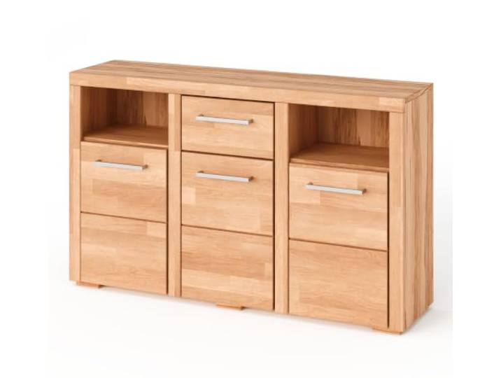 EDELHOLZ Sideboard Kernbuche 131 cm Massivholz-Front 3 Türen 1 Schublade Kommode geölt
